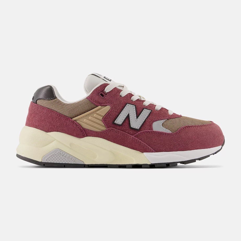 New Balance 580 Washed burgundy with nimbus cloud and mindful grey