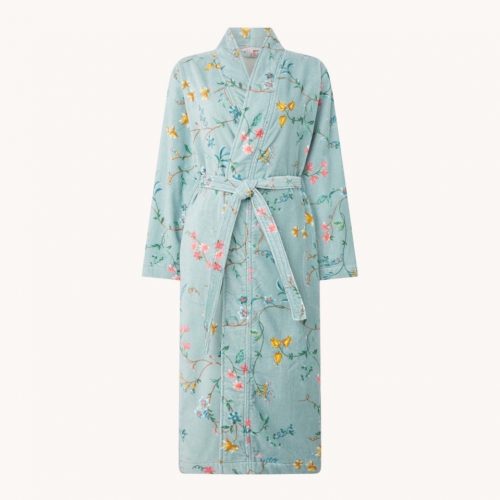 Pip Studio Les Fleurs bathrobe with a floral pattern mint