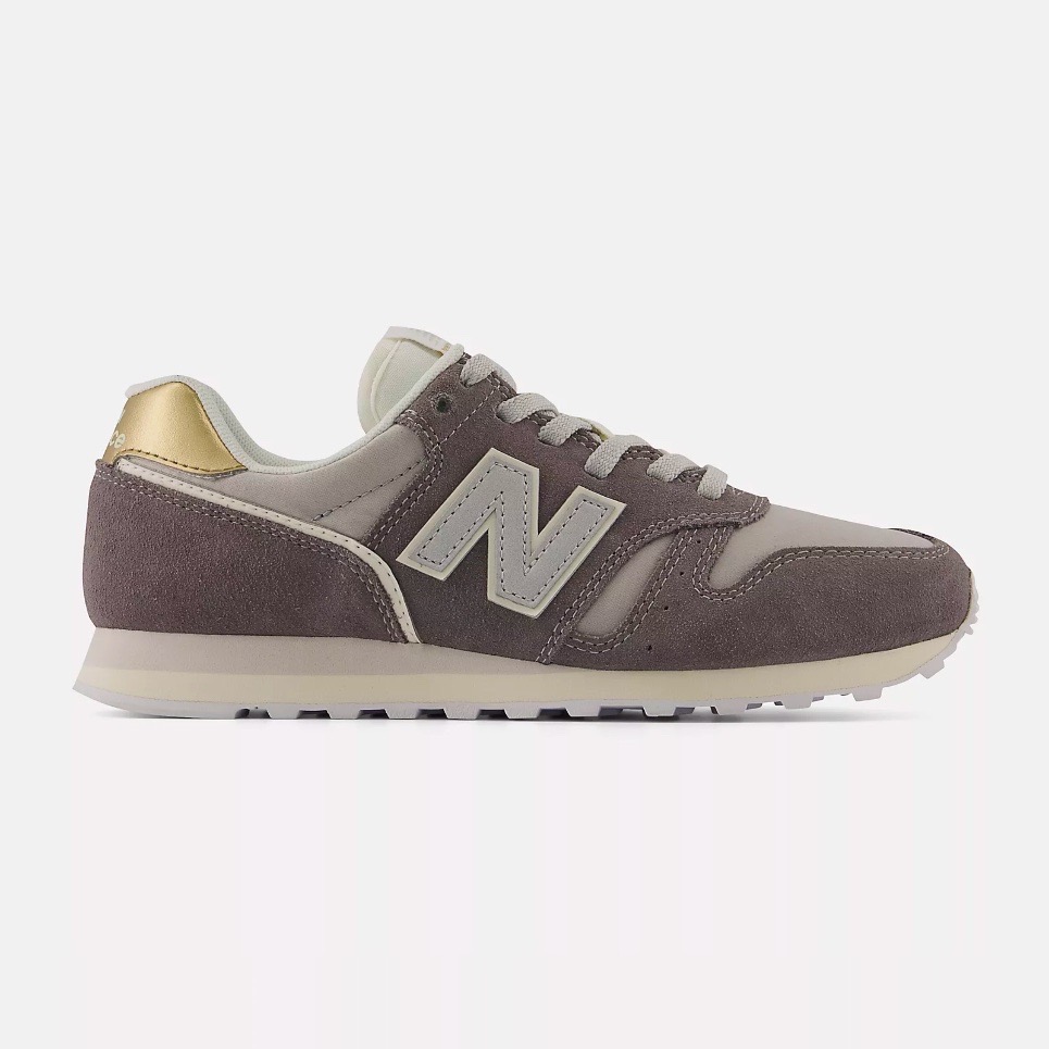 New Balance 373 Castlerock with silver and gold