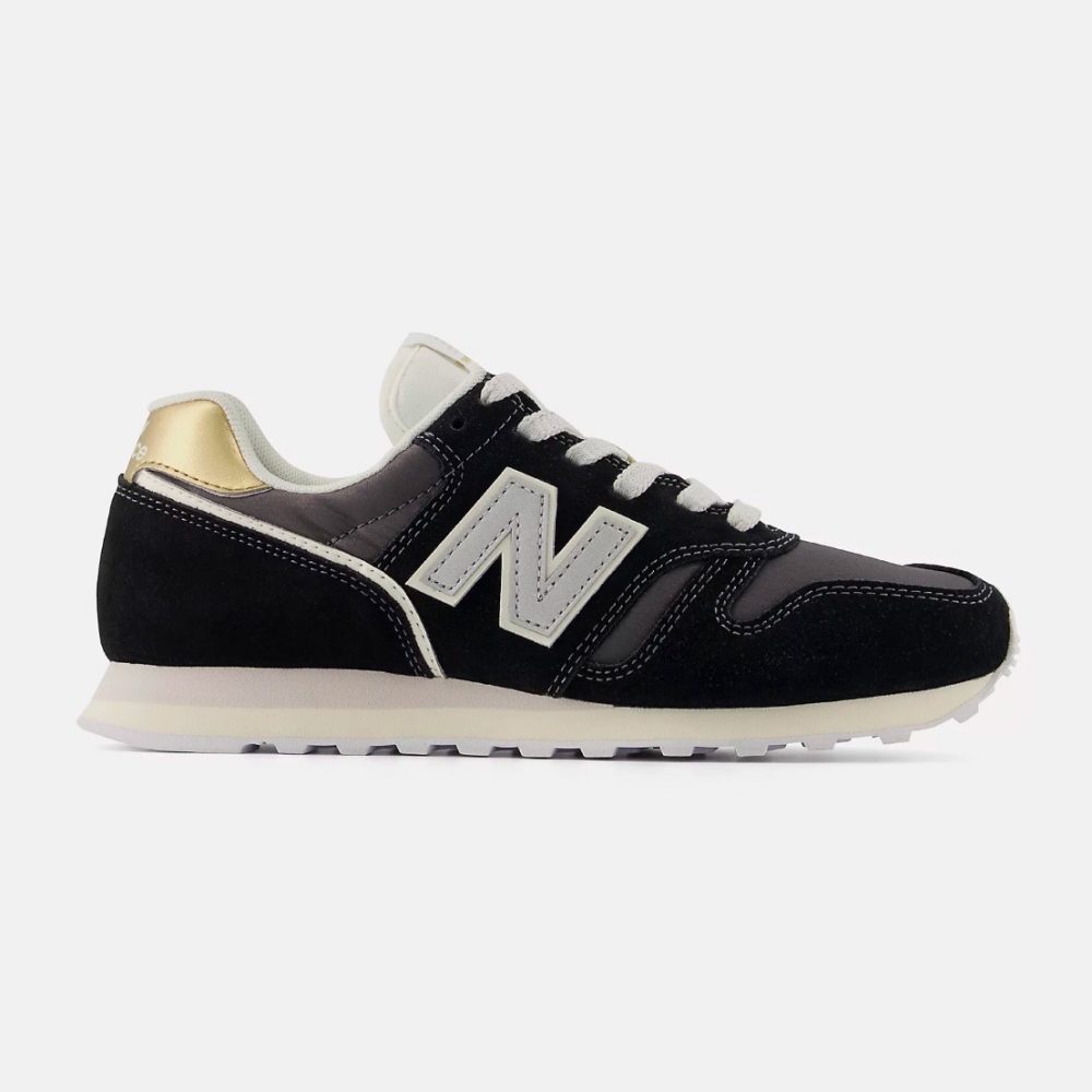 New Balance 373 Black with silver and gold