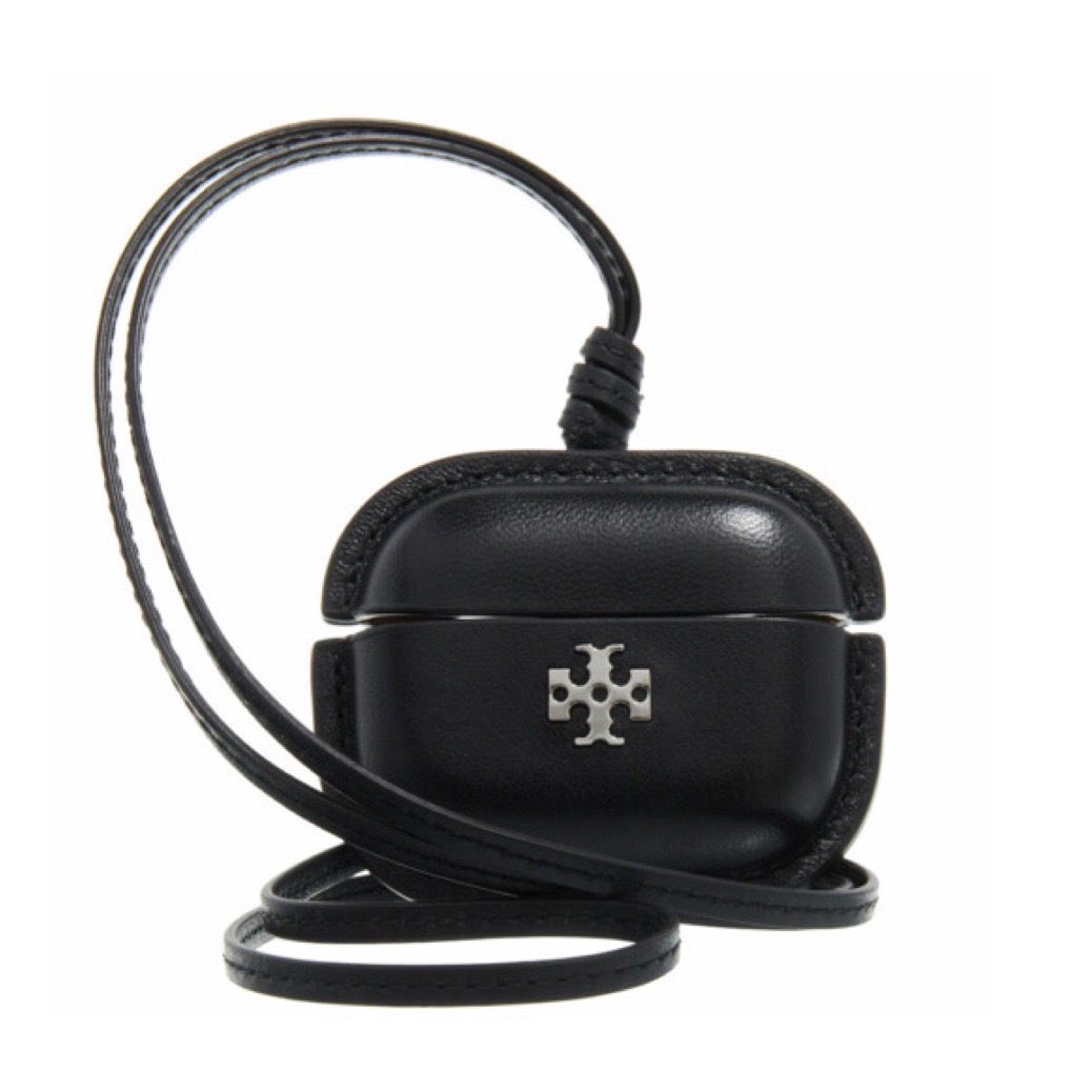Tory Burch Leather Airpods Case Black