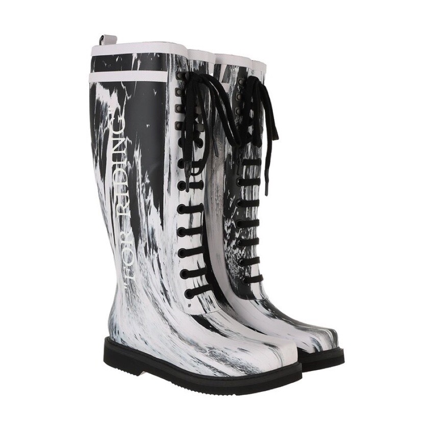 Off White Rubber Booties White Black rain boots
