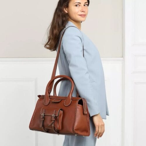 Chloe Crossbody Bag Leather Sepia Brown