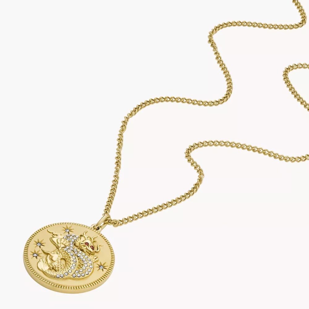 Lunar New Year Gold Tone Stainless Steel Pendant Necklace