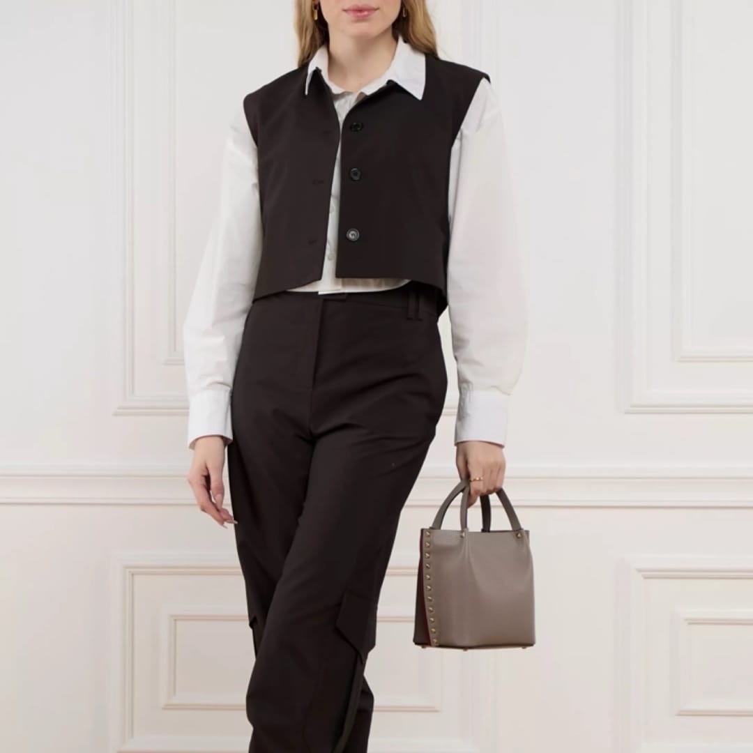 Valentino Garavani Small Tote Rockstud Brown