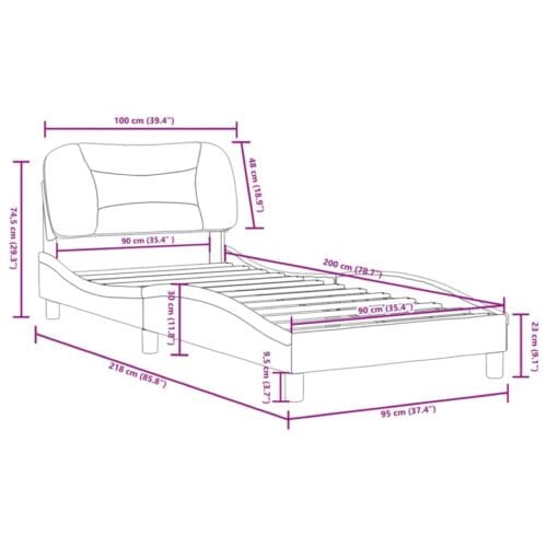 Bed frame with headboard