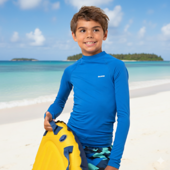 Olaian Kids' UV protection long sleeve T-shirt - blue